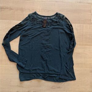 Free People New Romantics Gigi Burn Out Long Sleeve Shirt Top